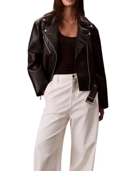 Kurtka skórzana Calvin Klein czarna