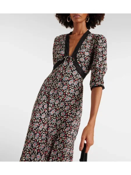 Rochie midi Rixo cu model floral până la genunchi de costum negru