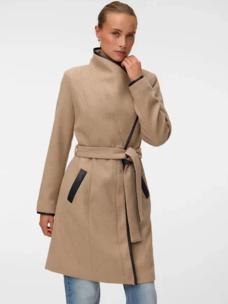 VERO MODA Palton de primăvară-toamnă VMWATERFALL CLASS cappuccino maro