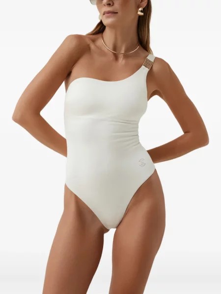 Costum de baie Sofia Erhan cu un umăr gol alb
