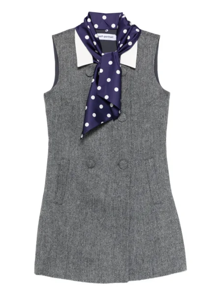 Mała sukienka mini Self-portrait w jodełkę garniturowa szara