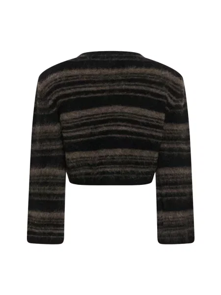 Sweter Gestuz wełniany w paski z paskiem czarny