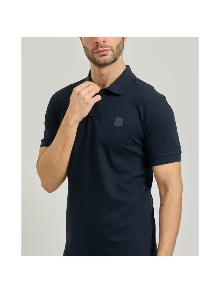 Koszulka polo o kroju slim fit z krótką listwą guzikową Hugo Boss niebieska