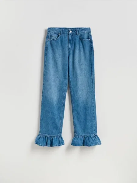 Reserved Jeansy z falbankami niebieski