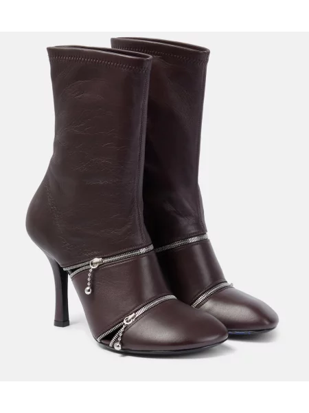 Cizme scurte Burberry din piele roșu
