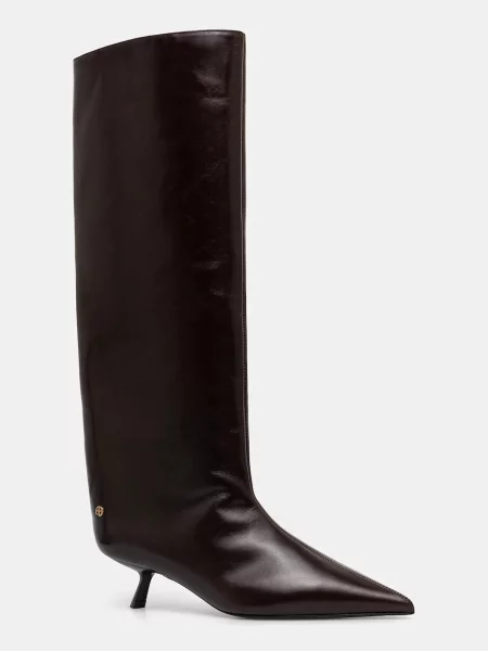 Anine Bing ghete de piele tall hilda cu cui maro