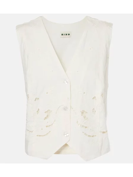 Vestă Rixo cu broderie de in alb