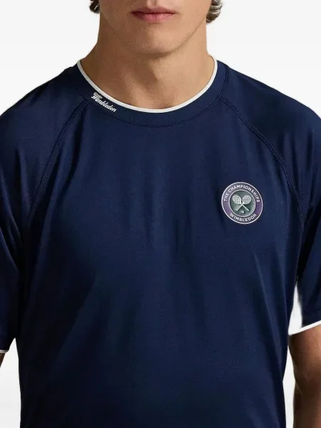 Koszulka Polo Ralph Lauren dwurzędowa zamszowa w paski czarna