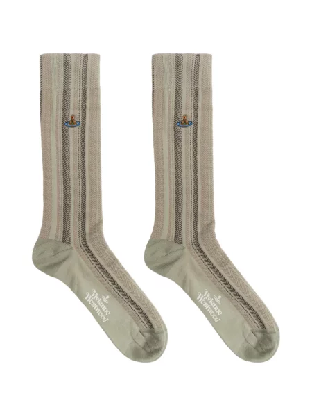 Șosete Vivienne Westwood cu model herringbone verde