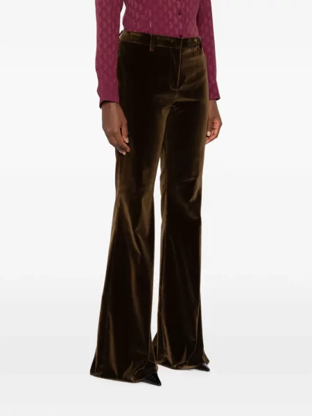 Pantaloni Etro de catifea evazate verde