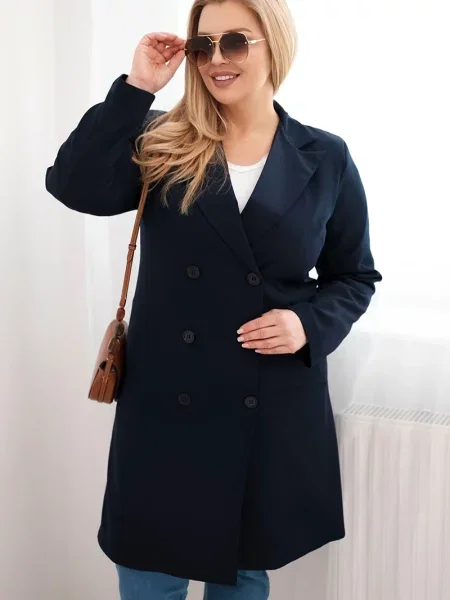 Haină de mazăre Kesi Włoski cu două rânduri de nasturi albastru