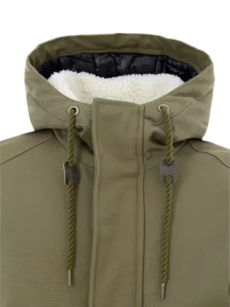 Парка Moose Knuckles с качулка с автограф с връзки зелено