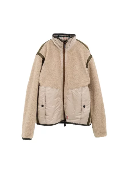 Lniana kurtka Moncler typu teddy zielona