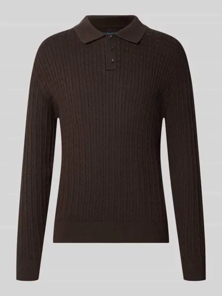 Sweter z dzianiny z kołnierzykiem polo i krótką listwą guzikową Mcneal