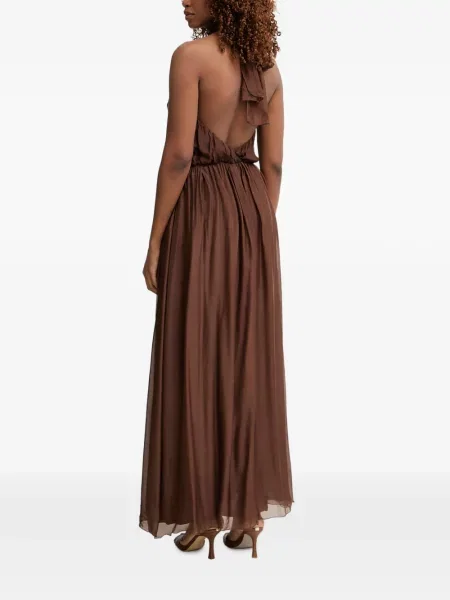 Rochie maxi Haveone cu gât halter maro