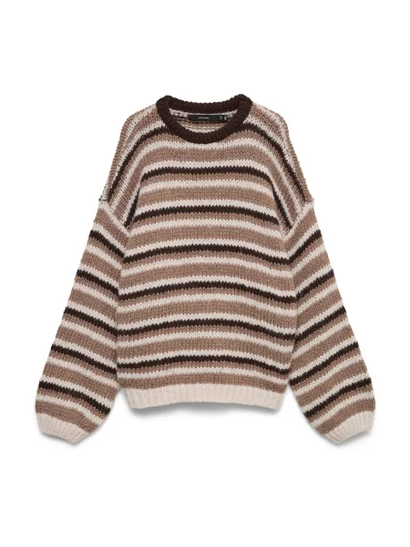 VERO MODA Pulover VMMAYBE deschis / maro mokka / maro închis bej