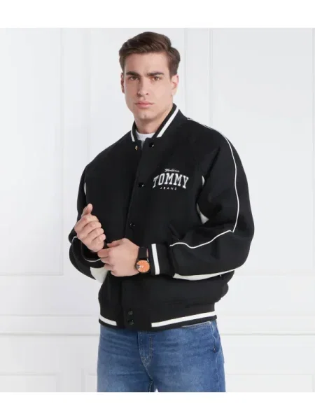 Tommy Jeans Căptușită geacă bomber cu adaos de lână negru