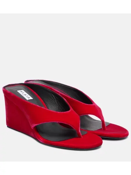 Chiloți tanga Alaïa de catifea violet