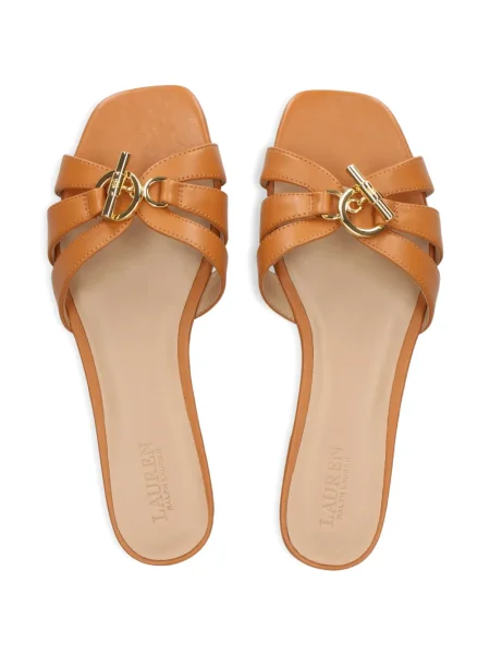 Iš natūralios odos sandalai Lauren Ralph Lauren be kulniuko ruda