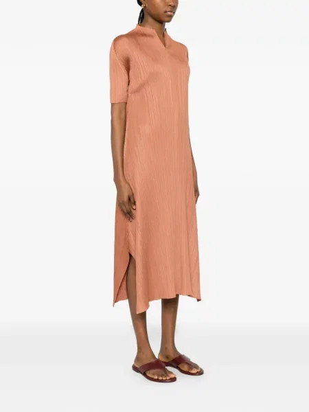 Midi haljina Pleats Please Issey Miyake narančasta