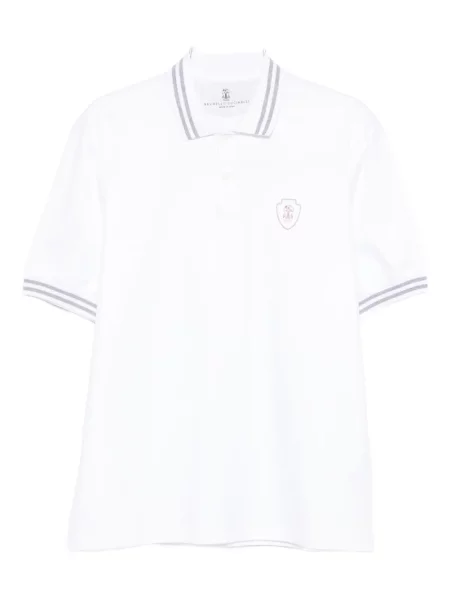 Polotričko Brunello Cucinelli s výšivkou bílé