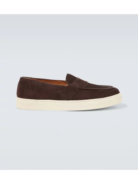 Pantofi loafer George Cleverley din piele de căprioară maro