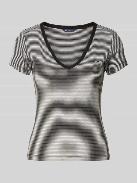 T-shirt o kroju slim fit z mieszanki bawełny Tommy Jeans czarna