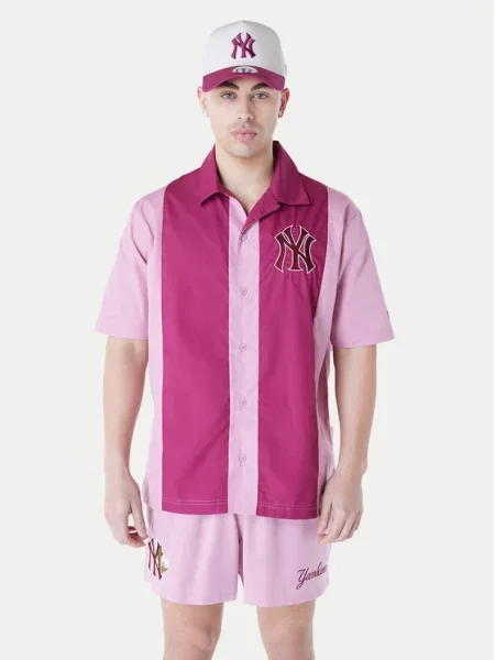 New Era Košile New York Yankees Stripe Revere růžová