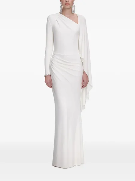 Rochie maxi Self-portrait drapată de costum alb