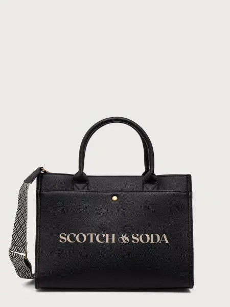 Scotch & Soda torebka tote z imitacji skóry czarna