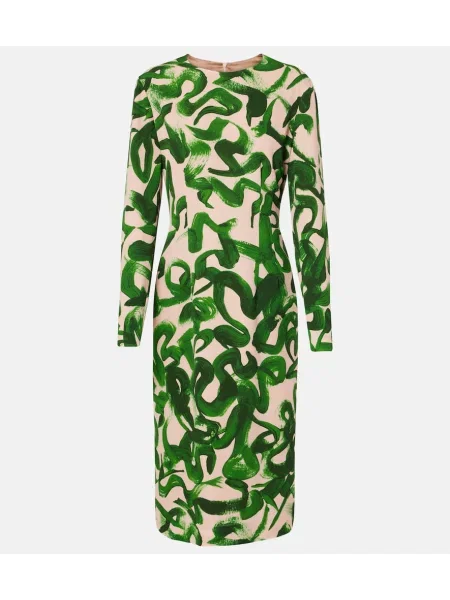 Rochie midi Dries Van Noten cu imagine până la genunchi de costum verde