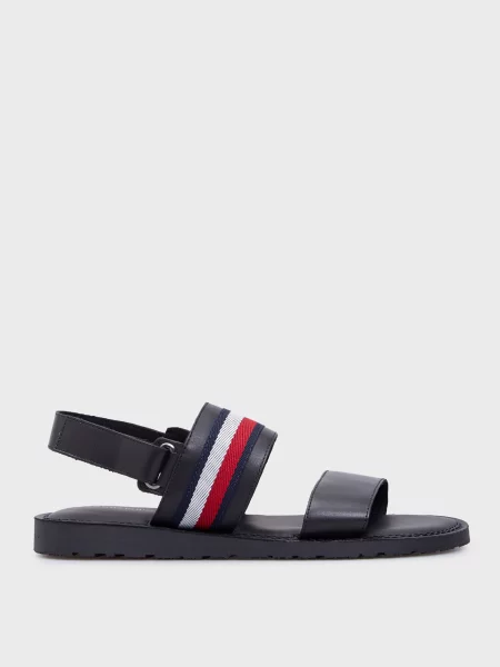 Кожаные сандалии Tommy Hilfiger с ремешками черные