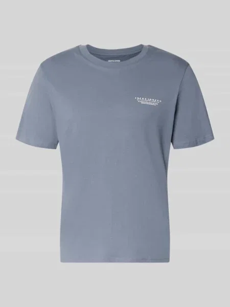 T-shirt z nadrukiem z logo i okrągłym dekoltem Jack & Jones niebieska
