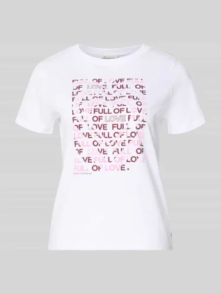 T-shirt o kroju regular fit z czystej bawełny Tom Tailor Denim biała