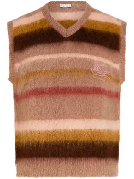 Pulover Etro cu broderie fără mâneci de mohair