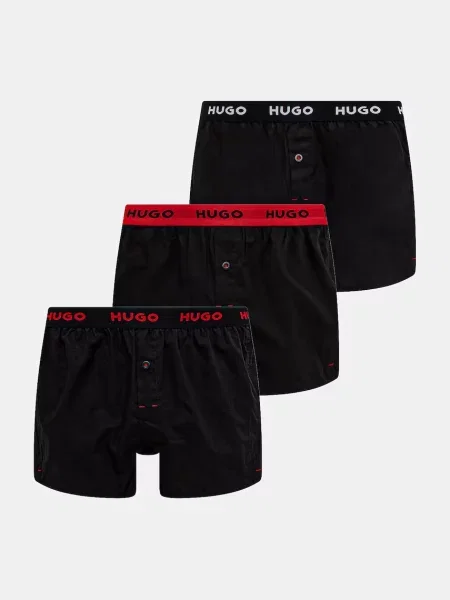 HUGO volné boxerky WOVEN BOXER TRIPLET černé