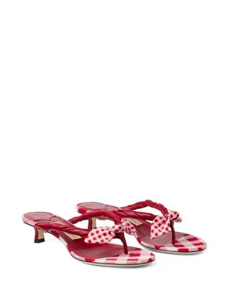 Papuci tip mules Jimmy Choo cu funde țesuți roșu