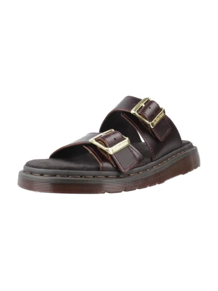 Klapki Dr. Martens skórzane brązowe