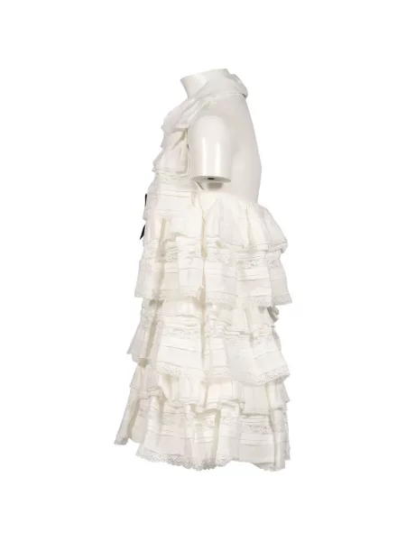Rochie mini Shushu/tong cu volane din dantelă alb