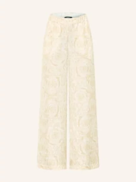 Versace Hedvábné Kalhoty Marlene tmavě / tmavě žlutá