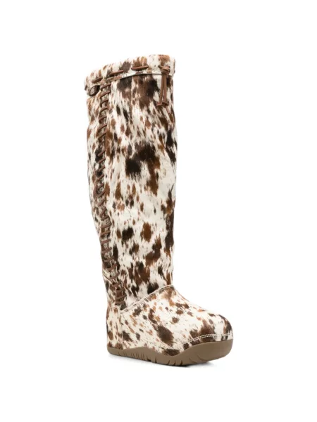 Botine Ugg cu șireturi din dantelă alb