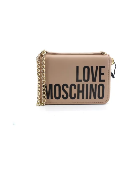 Portfel Love Moschino skórzany beżowy