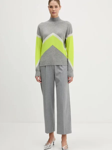 Светр з кашеміру FROM FUTURE легкий півгольф сірий