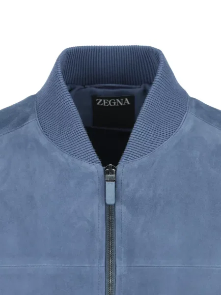 Geacă bomber Zegna din piele de căprioară albastru