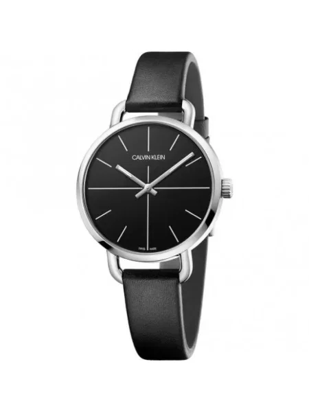 Zegarek Calvin Klein skórzany elegancki z paskiem czarny