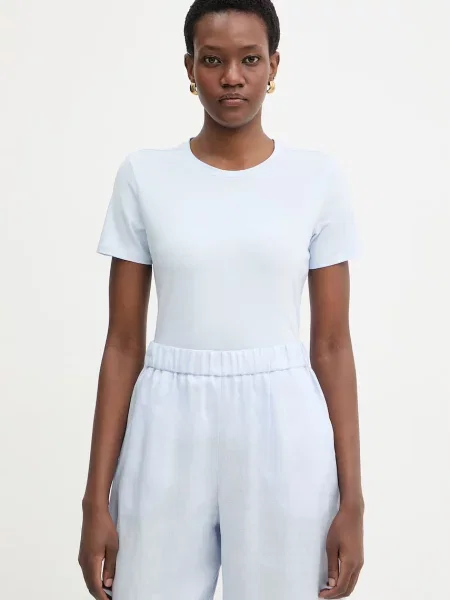 MM by Max Mara t-shirt basic z MULINO niebieski