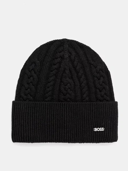 Вълнена шапка BOSS от вълна черно
