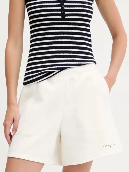 Tommy Jeans Športové kraťasy Linear Écru béžová