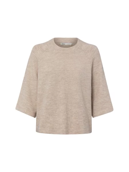 Only Dzianinowa Koszulka Z Rękawem beige beżowa