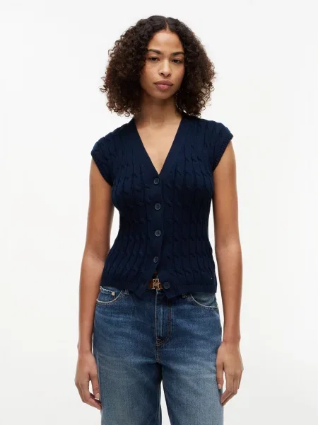 TOMMY HILFIGER Vestă tricotată bleumarin
